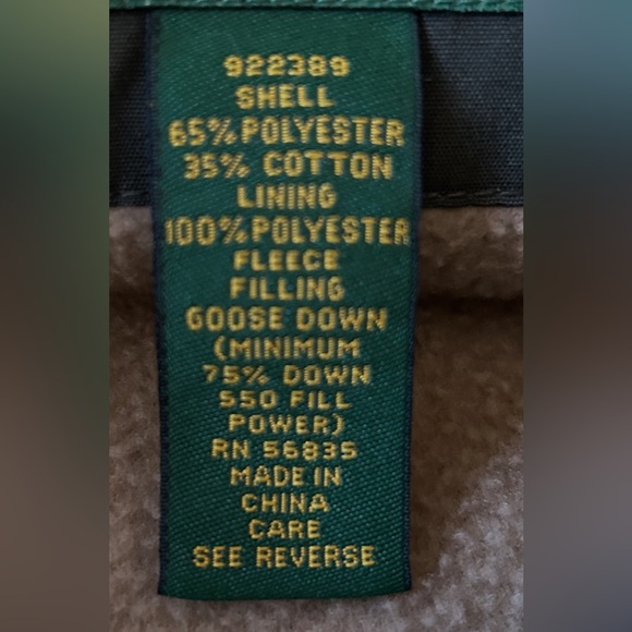 Cabela’s Goose down green hunting vest men’s size XXL tall - Picture 7 of 12